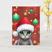 Kerst Prettige Feestdagen met Cute Kat Kaart (Gele Bloem)