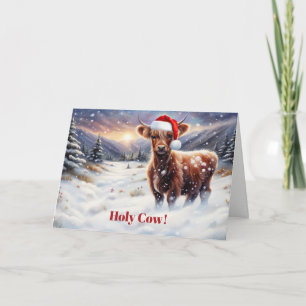Kerst Prettige Feestdagen Schattige Hoogland Koe Kaart