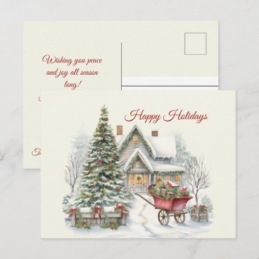 Kerst Prettige feestdagen winterscène Briefkaart (Voorkant / Achterkant)
