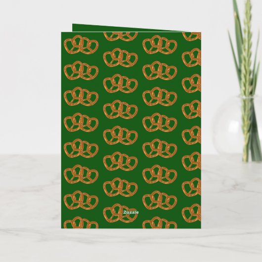 Kerst Pretzel Patroon met hulst: eigen tekst toevo Kaart (Achterkant)
