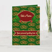 Kerst Pretzel Patroon met hulst: eigen tekst toevo Kaart (Voorkant)