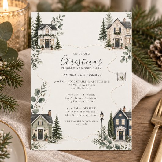 Kerst Progressief Diner Feest Buurt Kaart