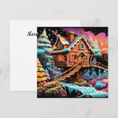 Kerst psychedelische peperkoek boomhut feestdagenkaart (Voorkant / Achterkant)