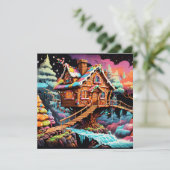 Kerst psychedelische peperkoek boomhut feestdagenkaart (Staand voorkant)