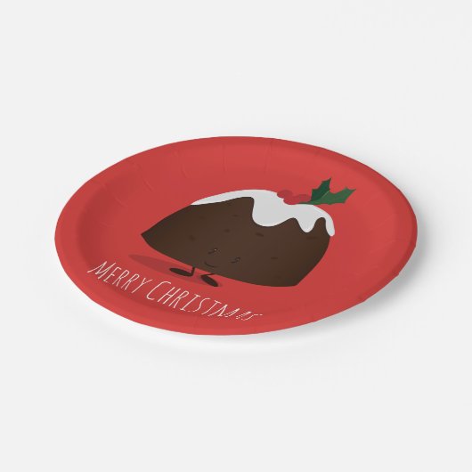 kerst pudding cartoon karakter | Papieren Bord (Gekanteld)