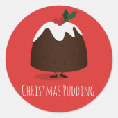 kerst pudding cartoon karakter | STICKER (Voorkant)