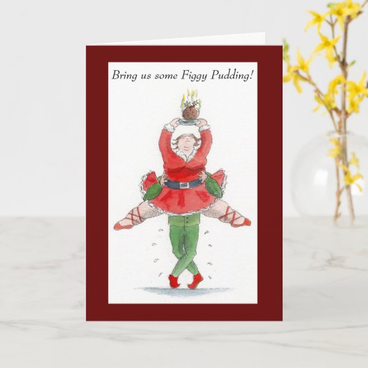 kerst-pudding kaart (Gele Bloem)