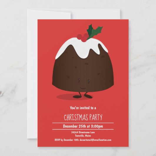 Kerst pudding karakter vakantie uitnodiging (Voorkant)