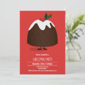 Kerst pudding karakter vakantie uitnodiging (Staand voorkant)