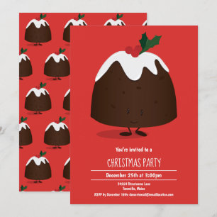 Kerst pudding karakter vakantie uitnodiging