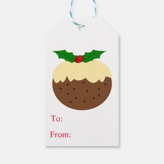 Kerst pudding ontwerp kerst cadeaulabel (Achterkant)