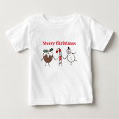 Kerst Pudding, Sneeuwman en Candy Cane T-shirt (Voorkant)
