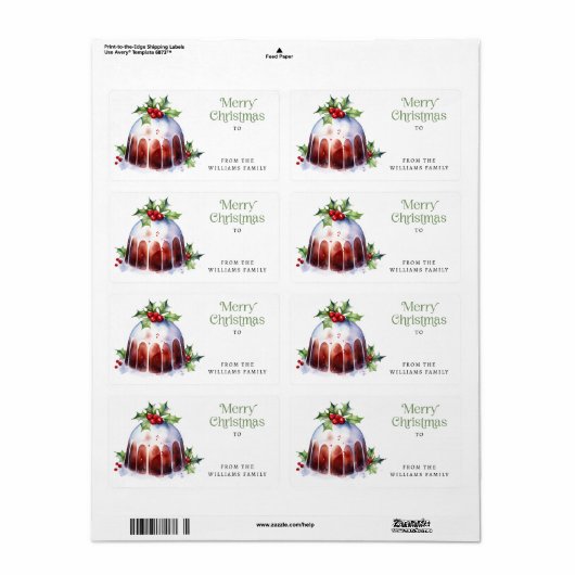 Kerst pudding waterverf naar cadeau van label (Full Sheet)