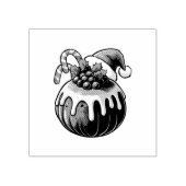 Kerst Pudding Wood Art Stamp Rubberstempel (Afrduk)