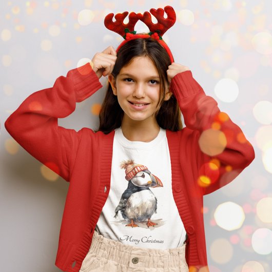 Kerst Puffin Kust Kinder Mode T-shirt