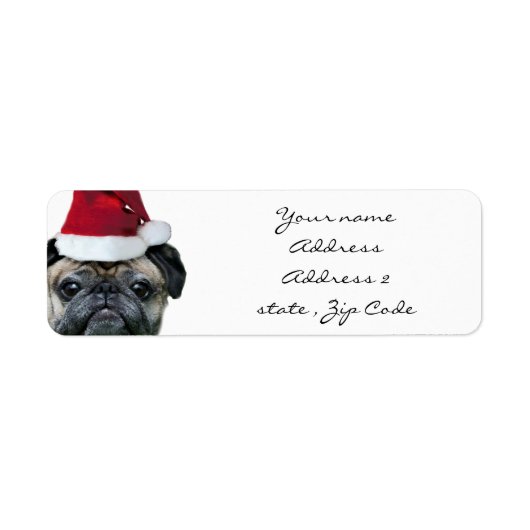 Kerst pug adresetiketten etiket (Voorkant)