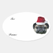 Kerst pug cadeau label sticker (Voorkant)