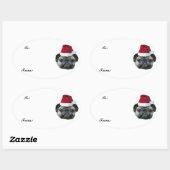 Kerst pug cadeau label sticker (Vel)