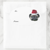 Kerst pug cadeau label sticker (Tas)