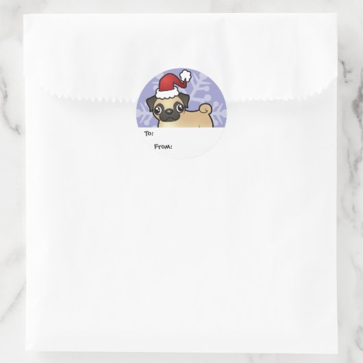Kerst Pug Cadeau Labels (Tas)