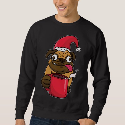 Kerst Pug Christmas Koffie Mulled Wijn Xmas Sa Trui (Voorkant)