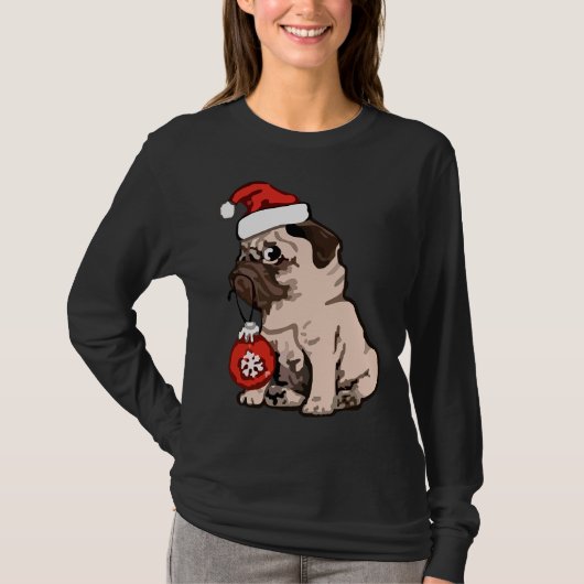 Kerst Pug Classic T-shirt 168 (Voorkant)