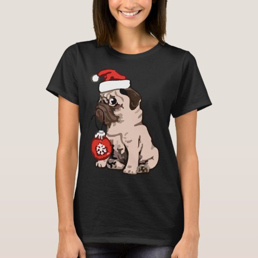 Kerst Pug Classic T-shirt 168 (Voorkant)