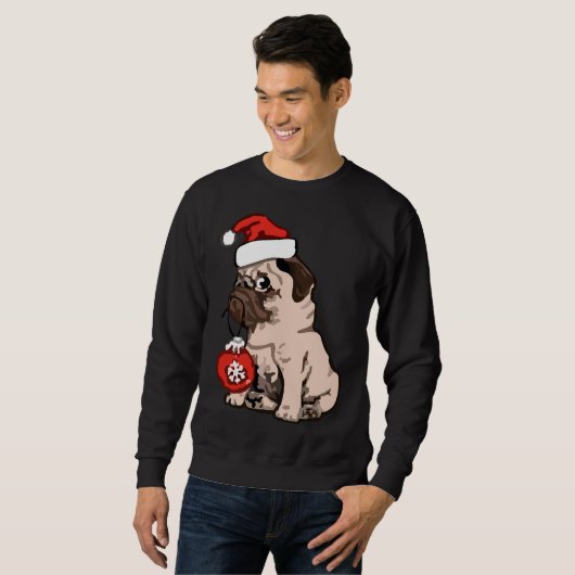 Kerst Pug Classic T-shirt 168 (Voorkant volledig)