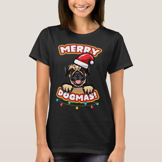 Kerst Pug Classic T-shirt 854 (Voorkant)