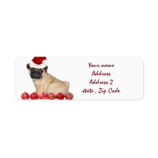 Kerst Pug dog adresetiketten Etiket (Voorkant)