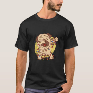 Kerst Pug Dog Dabbing In Lichten Grappig Kerstmis T-shirt