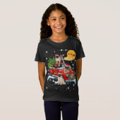 Kerst Pug Dog Met  Rode Vrachtwagen Grappig XMA T-shirt (Voorkant volledig)
