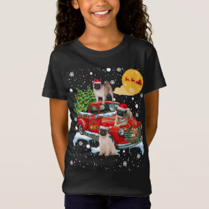 Kerst Pug Dog Met  Rode Vrachtwagen Grappig XMA T-shirt