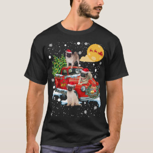 Kerst Pug Dog Met  Rode Vrachtwagen Grappig XMA T-shirt