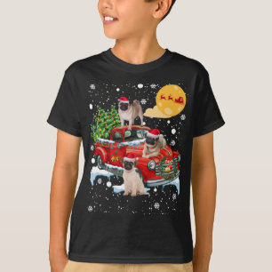 Kerst Pug Dog Met  Rode Vrachtwagen Grappig XMA T-shirt
