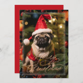 Kerst Pug Elf Kaart (Voorkant / Achterkant)