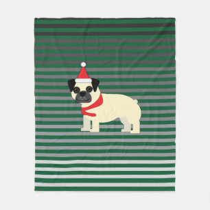 Kerst Pug Fleece Deken