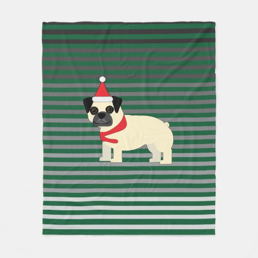 Kerst Pug Fleece Deken (Voorkant)