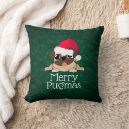 Kerst Pug Hond Dekenkussen 40cm x 40cm Kussen