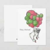 Kerst Pug hond. Feestdagenkaart (Voorkant / Achterkant)