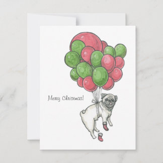 Kerst Pug hond. Feestdagenkaart