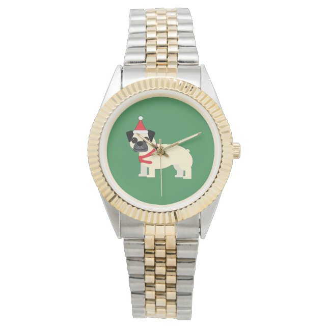 Kerst Pug Horloge (Voorkant)