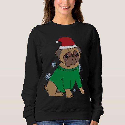 Kerst Pug Jumper Feestelijke geïllustreerde Pug Do Trui (Voorkant)