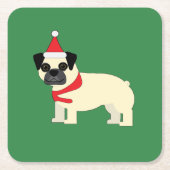 Kerst Pug Kartonnen Onderzetters (Voorkant)