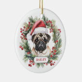 Kerst Pug Keramische Cirkel Ornament (Rechts)