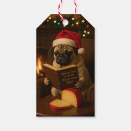 Kerst Pug kerstcadeautas Cadeaulabel