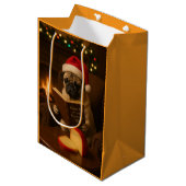 Kerst Pug kerstcadeautas Medium Cadeauzakje (Voorkant Gekanteld)