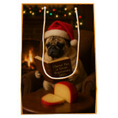 Kerst Pug kerstcadeautas Medium Cadeauzakje (Achterkant)