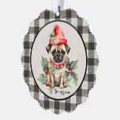 Kerst Pug met Pet Papier Ornament Kaart (Links)