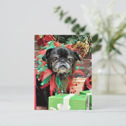 Kerst - Pug - Michaelis Feestdagenkaart (Staand voorkant)
